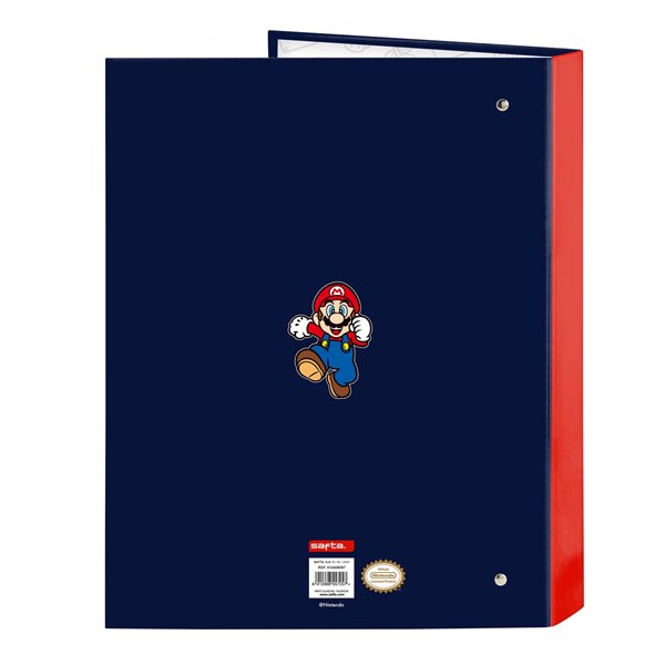 Carpeta Folio 4 Anillas Mixtas Super Mario "World" 26,5 x 33 x 4 cm.
