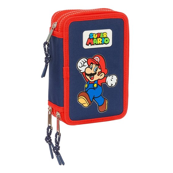 Plumier Triple 36 Piezas Super Mario "World" 12,5 x 19,5 x 5,5 cm.