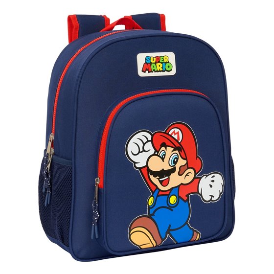 Mochila Junior Adaptable A Carro Super Mario "World" 32 x 38 x 12 cm.