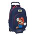 Mochila Con Carro  Super Mario "World" 32 x 42 x 15 cm.