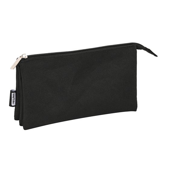 Bolsa Para Lapices Triple Negro 22 x 12 x 3 cm.