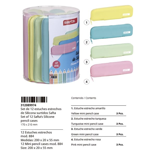 Set 12 Portatodos Estrechos Silicona Surtidos Safta 17 x 21 cm.