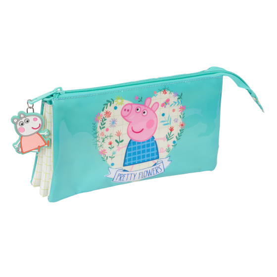 Portatodo Triple Peppa Pig "Pretty Flowers" 22 x 12 x 3 cm.