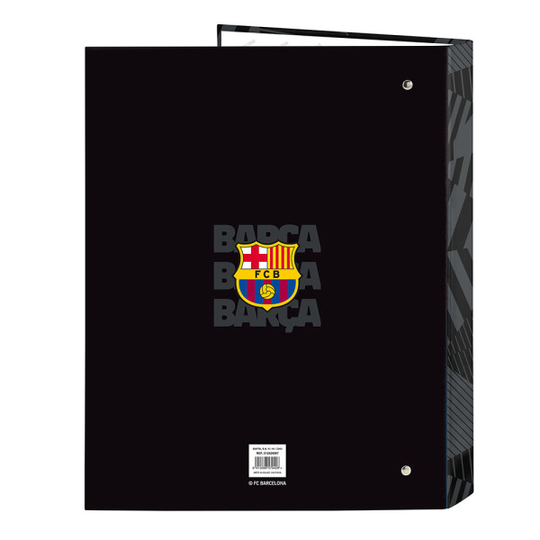 Carpeta Folio 4 Anillas F.C.Barcelona "Black" 26,5 x 33 x 4 cm.