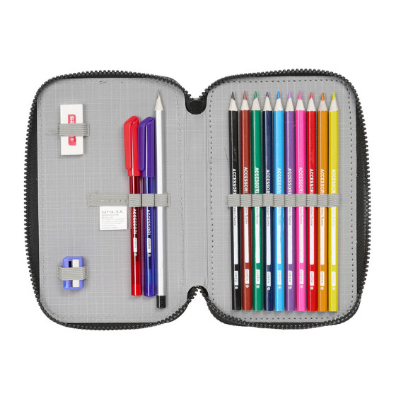 Plumier Doble Pequeño 29 Piezas F.C.Barcelona "Black" 12,5 x 19,5 x 4 cm.