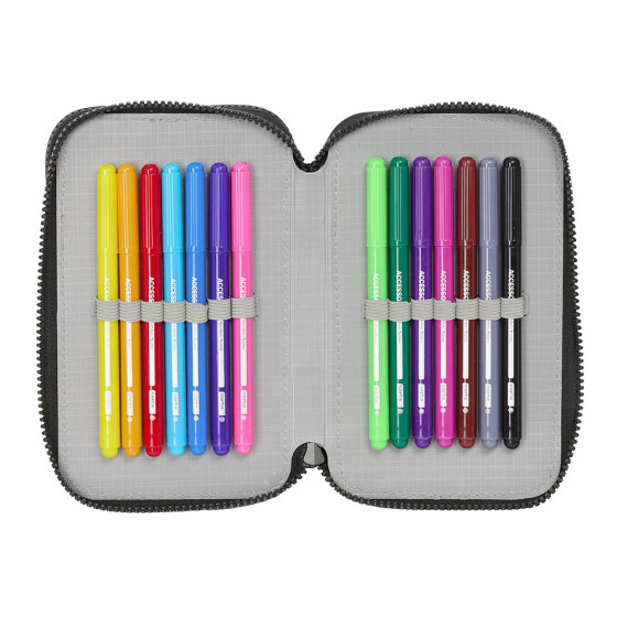 Plumier Doble Pequeño 29 Piezas F.C.Barcelona "Black" 12,5 x 19,5 x 4 cm.