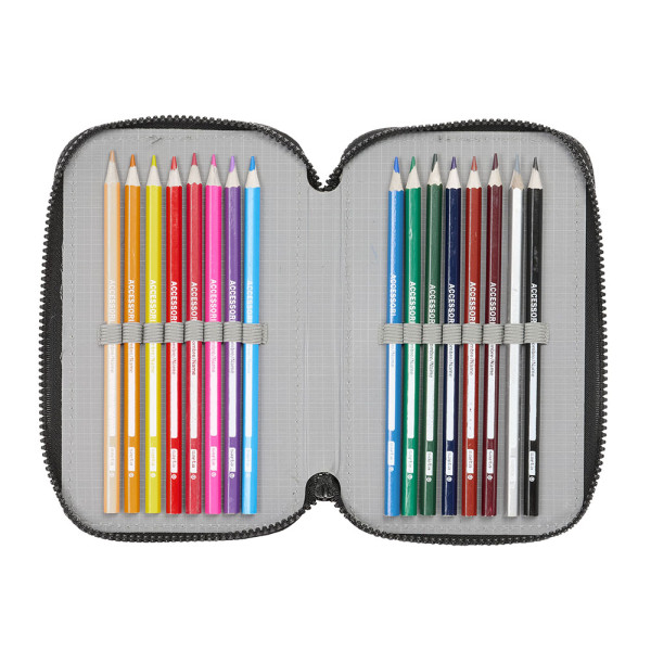 Plumier Triple 37 Piezas F.C.Barcelona "Black" 12,5 x 19,5 x 5,5 cm.