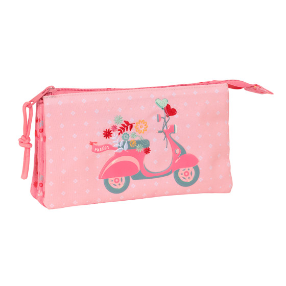 Portatodo Triple Reciclado Moos "Passion" 22 x 12 x 3 cm.