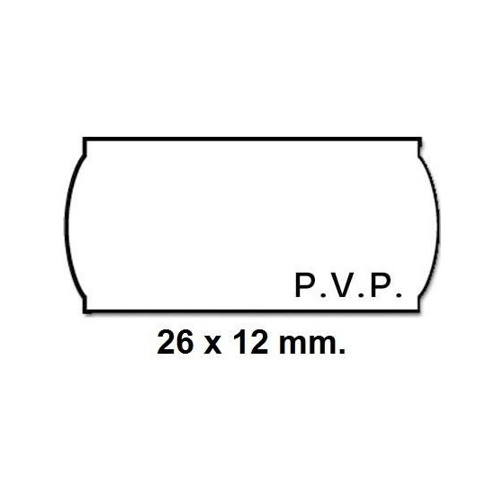 Etiquetas METO Onduladas 26 x 12 mm. PVP Blanca Removible Rollo