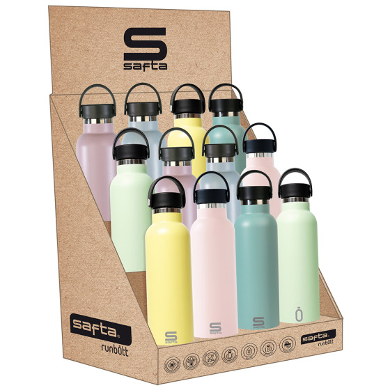 Expositor Botellas Metal 600Ml Safta Colores Pastel 31,5 x 23,5 x 19,5 cm.