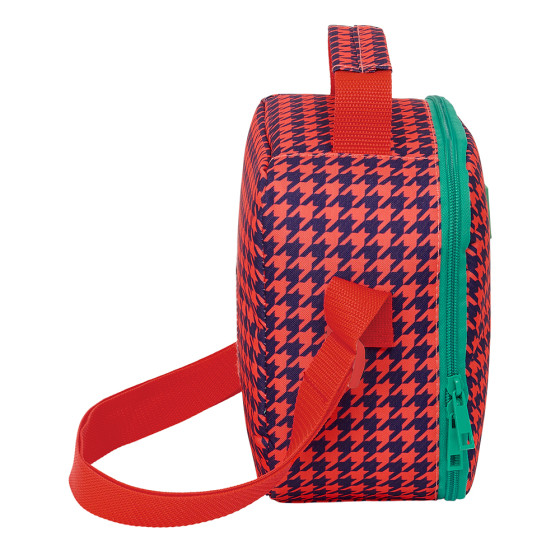 Bolsa Térmica Cuadrada Nait Nait "Pata De Gallo Coral" 20 x 20 x 15 cm.