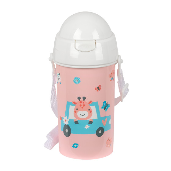Botella 500Ml Apertura Automática Con Pajita Safta Preescolar "Jirafa" 7,3 x 19,5 x 7,3 cm.