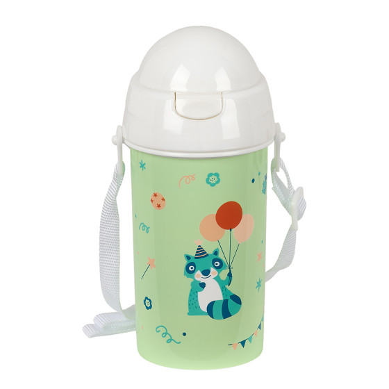 Botella 500Ml Apertura Automática Con Pajita Safta Preescolar "Fiesta" 7,3 x 19,5 x 7,3 cm.