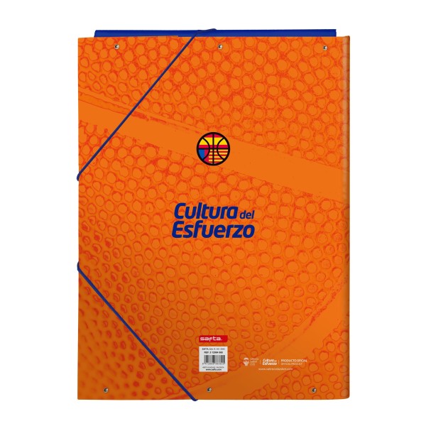 Carpeta Gomas Solapas VALENCIA BASKET Folio 26 x 33,5 x 2,5 cm.