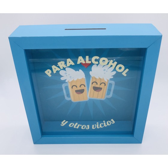 Hucha Decorativa Madera ROYMART "Para Alcohol"