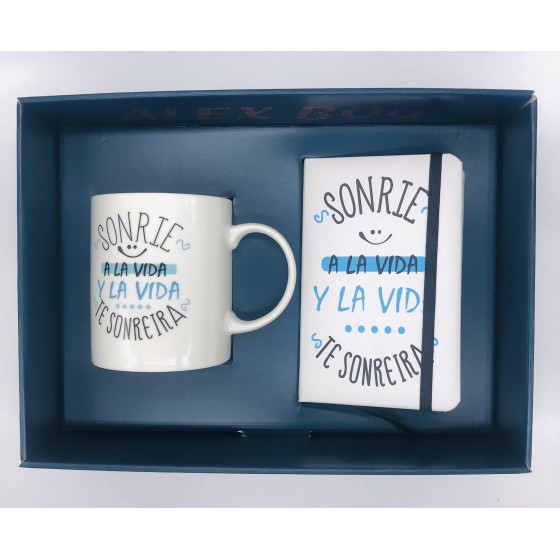 Set Taza Cerámica + Libreta ROYMART "Sonríe A La Vida"