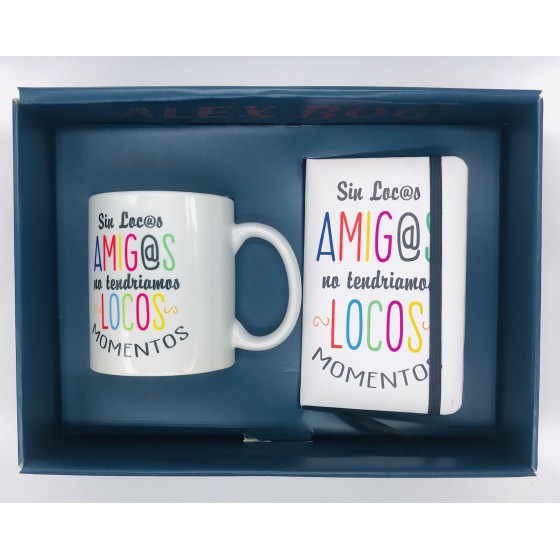 Set Taza Cerámica + Libreta ROYMART "Sin Locos Amigos"