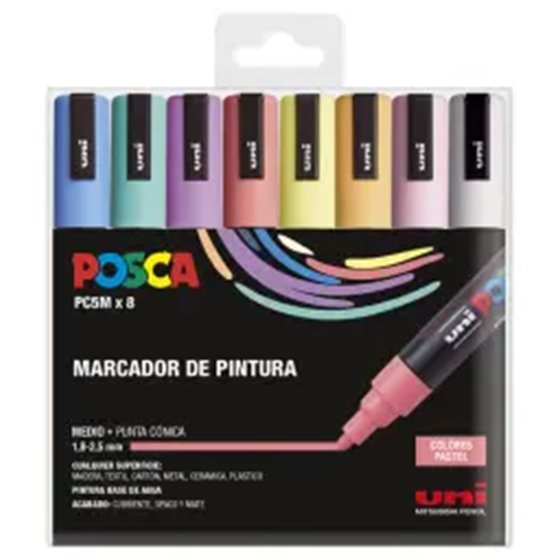 Rotulador POSCA Acrílico Base Agua PC-3M/4C Estuche De 4 Marcadores PASTEL