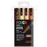 Rotulador POSCA Acrílico Base Agua PC-5M/4C Estuche De 4 Marcadores MADERA