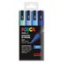Rotulador POSCA Acrílico Base Agua PC-5M/4C Estuche De 4 Marcadores AZULES