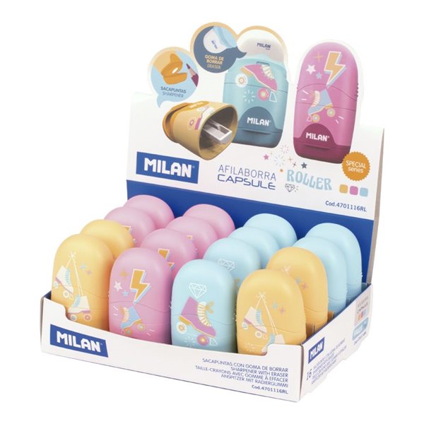 Afilaborras MILAN Goma + Sacapuntas Capsule Roller