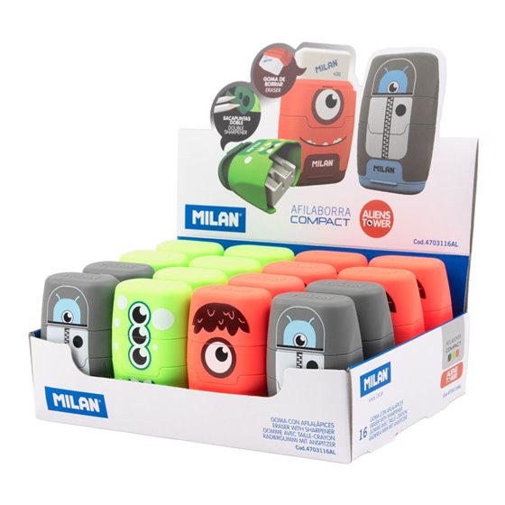 Afilaborras MILAN Goma + Sacapuntas Compact Alien