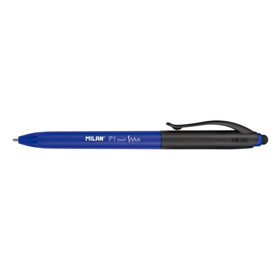 Caja Expositora 25 Bolígrafos MILAN P1 Touch Stylus Tinta Azul