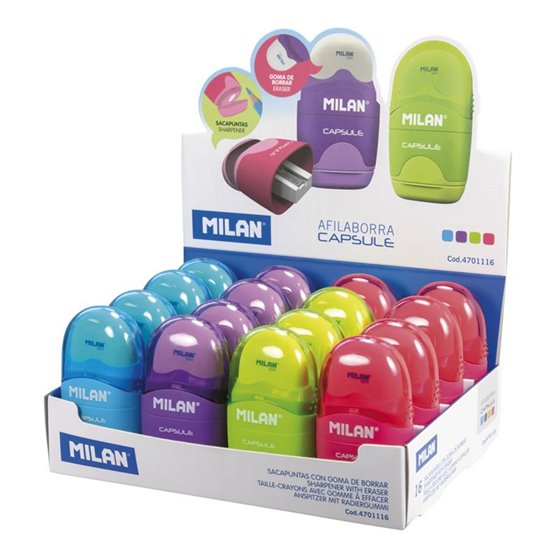 Afilaborras MILAN Goma + Sacapuntas Capsule