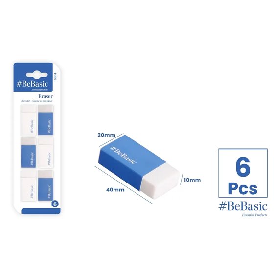 Goma De Borrar BEBASIC Blister x6 Piezas