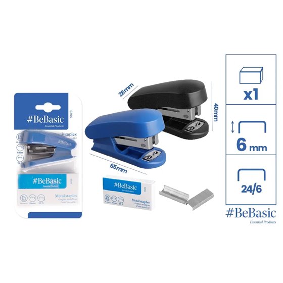 Mini Grapadora Y Grapas BEBASIC Usar Con Grapas 24/6