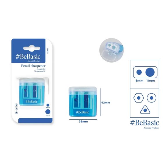 Sacapuntas BEBASIC Doble Con Depósito Y Tapa