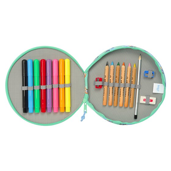 Plumier Redondo 18 Piezas Bluey "Sisters" 21 x 3,5 cm.