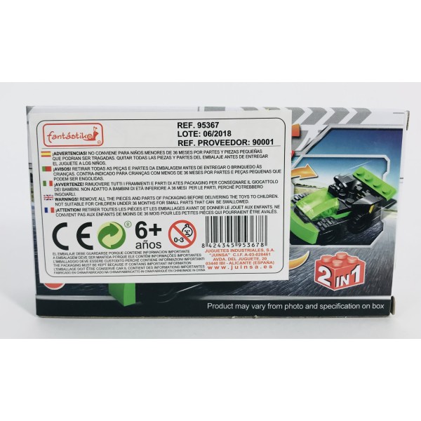 Juego Bloques JUINSA Construcción Vehículo Carreras Exp. X12