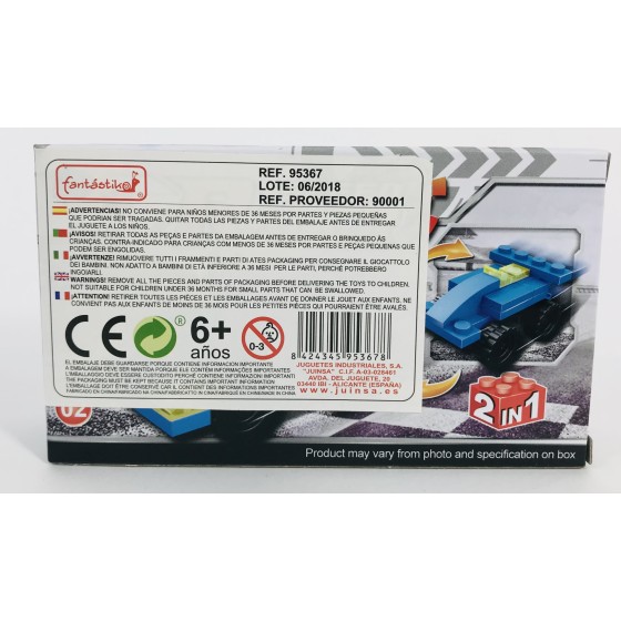 Juego Bloques JUINSA Construcción Vehículo Carreras Exp. X12