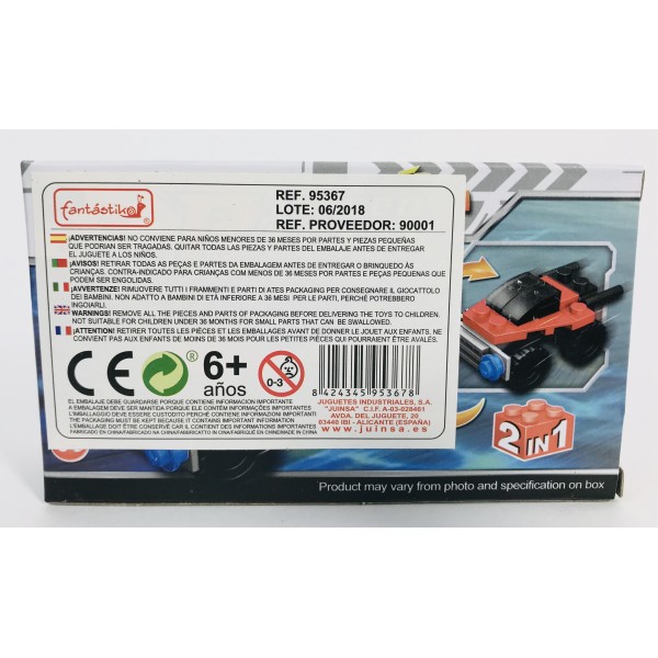 Juego Bloques JUINSA Construcción Vehículo Carreras Exp. X12