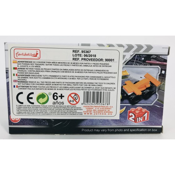 Juego Bloques JUINSA Construcción Vehículo Carreras Exp. X12