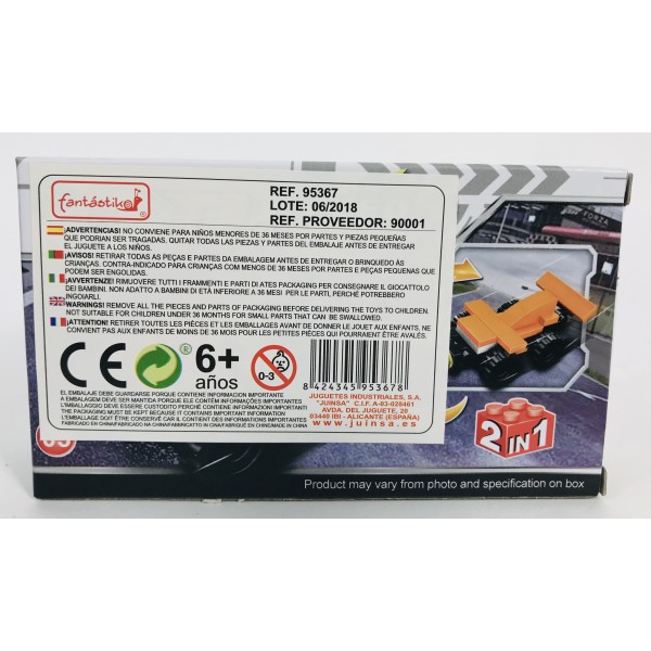 Juego Bloques JUINSA Construcción Vehículo Carreras Exp. X12