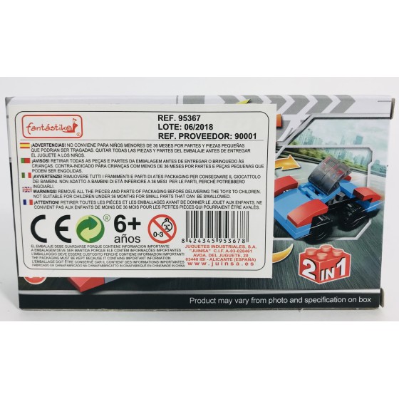 Juego Bloques JUINSA Construcción Vehículo Carreras Exp. X12