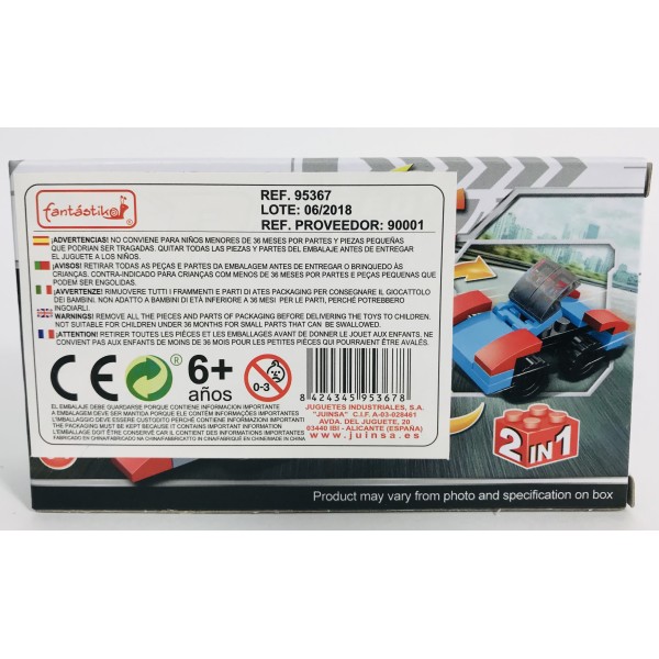 Juego Bloques JUINSA Construcción Vehículo Carreras Exp. X12