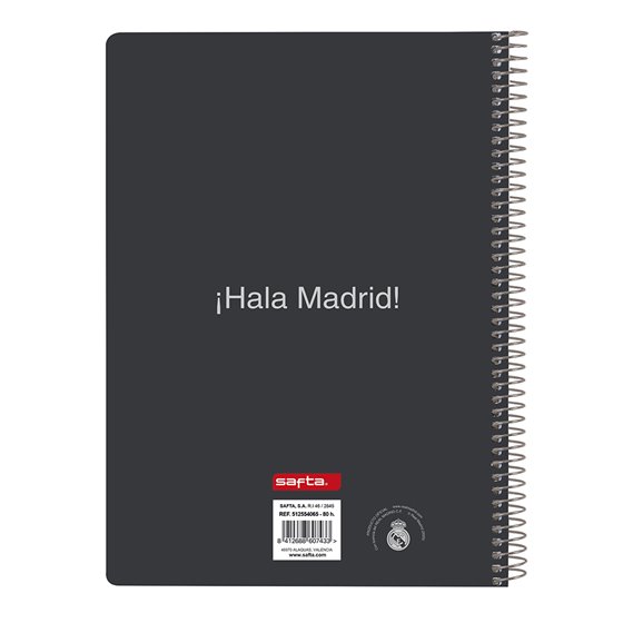 Libreta Cuarto 80 Hojas Tapas Duras 1 Diseño Real Madrid Equip. 25/26 15,5 x 22 cm.