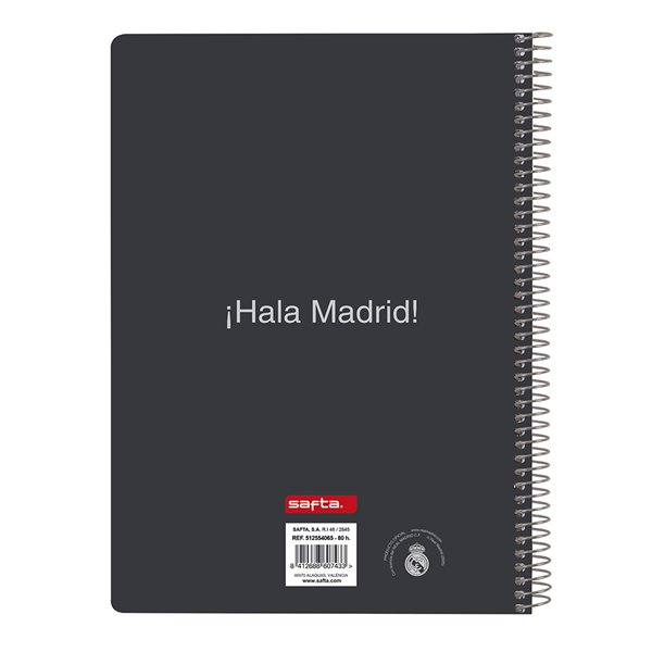 Libreta Cuarto 80 Hojas Tapas Duras 1 Diseño Real Madrid Equip. 25/26 15,5 x 22 cm.