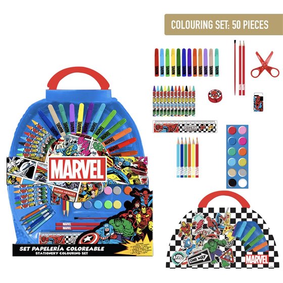 Set Papelería Coloreable 50 Piezas Avengers Cerdá 41.0 x 58.0 x 3.0 cm.