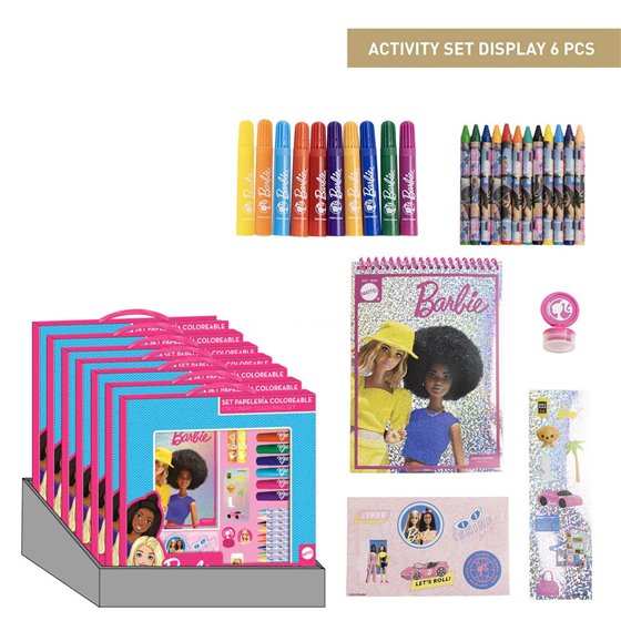 Set Papelería Coloreable Display Barbie Cerdá 30.0 x 30.0 x 2.5 cm.