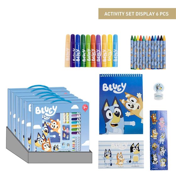 Set Papelería Coloreable Display Bluey Cerdá 30.0 x 30.0 x 2.5 cm.