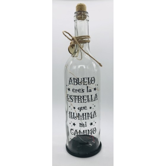 Botella Decorativa Con Luz Led ROYMART "Abuelo, Eres La