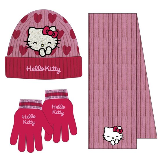 Conjunto 3 Piezas Bufanda Hello Kitty Cerdá 22.0 x 2.0 x 52.0 cm.