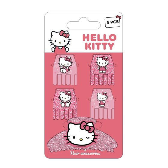 Accesorios Pelo Clips 5 Piezas Hello Kitty Cerdá 9.0 x 17.0 x 3.5 cm.
