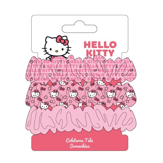 Accesorios Pelo Coletero De Tela 3 Piezas Hello Kitty Cerdá 8.9 x 13.5 x 3.0 cm.
