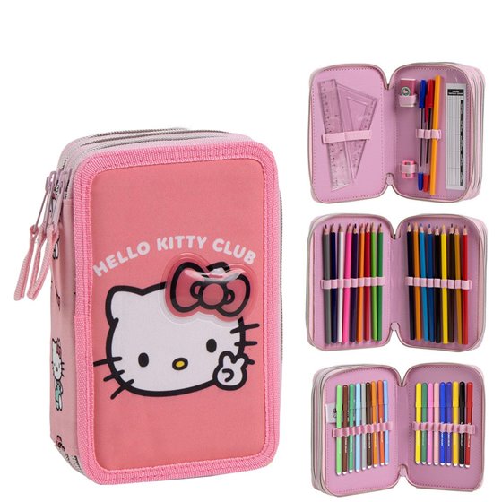 Plumier Con Accesorios Giotto Hello Kitty Cerdá 12.5 x 6.5 x 19.5 cm.