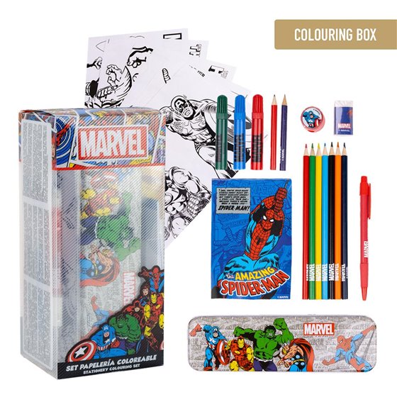 Set Papelería Coloreable Marvel Cerdá 8.0 x 24.0 x 8.0 cm.